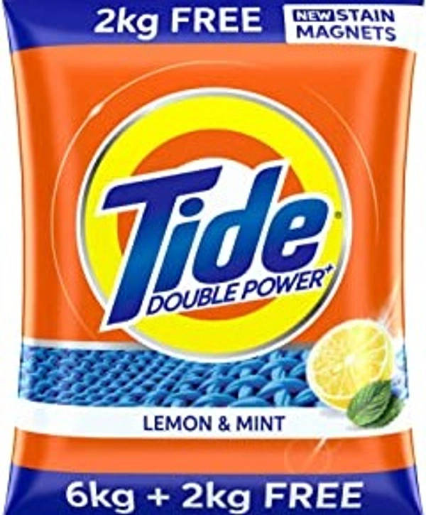 Tide Plus Double Power Detergent Washing Powder Lemon & Mint 6 kg + 2 kg Free