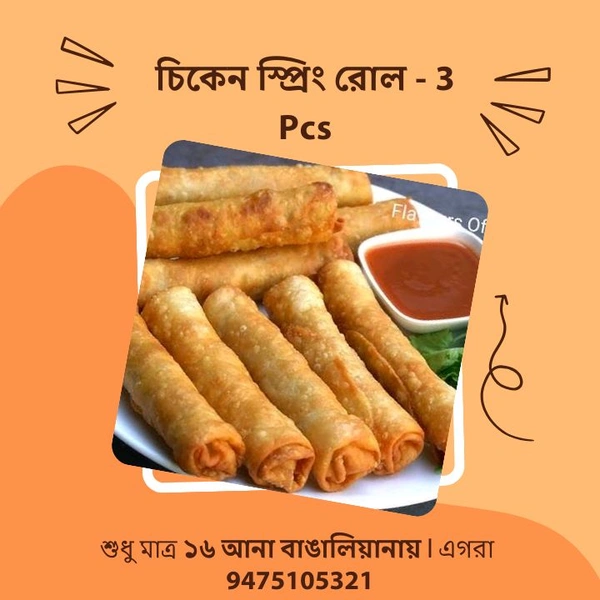 Non Veg Chicken Spring Roll - 3 Pcs (চিকেন স্প্রিং রোল)