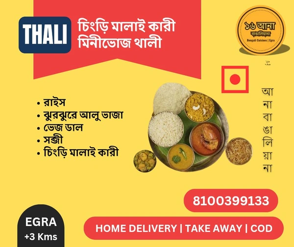 Non Veg চিংড়ি মালাইকারী মিনীভোজ থালী (Chingri Malai Curry Minibhoj Thali)