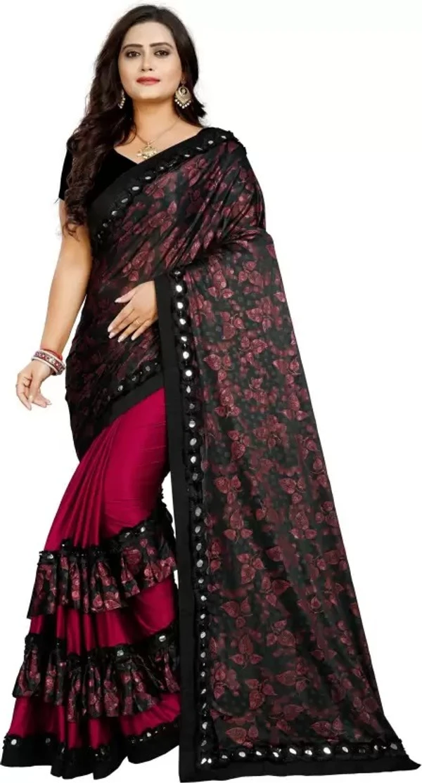 Floral Print Bollywood Lycra Blend Saree 