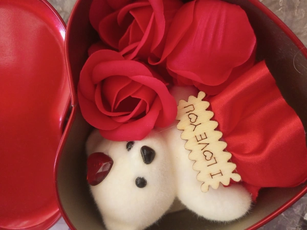 Heart Love Pack With Taddy Bear - Red, 15 Cm