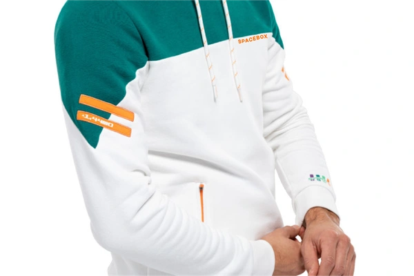 Men Colourblocked fleece Hooded Long Sleeves Unisex Pullover Sweatshirt  - L