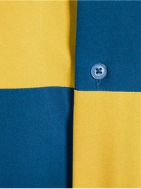TeesBunker Denim Cotton Color Block Regular Fit Half Sleeves Shirt For Men - XL