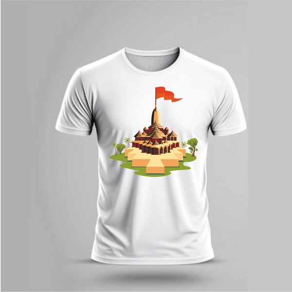 Tees Bunker Jai Shree Ram mandir Printed T-Shirt - L