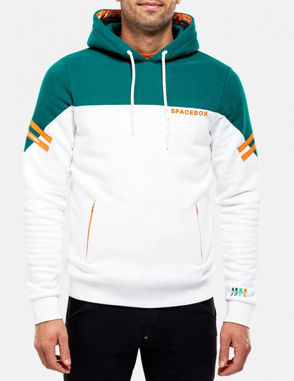 Men Colourblocked fleece Hooded Long Sleeves Unisex Pullover Sweatshirt  - L