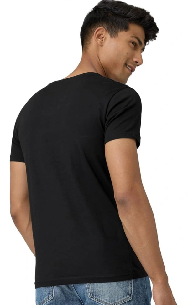 man's super combed cotton regular fit round neck half sleeves tshirt, 100% bio wash - L
