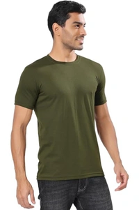 man's super combed cotton regular fit round neck half sleeves tshirt, 100% bio wash - L