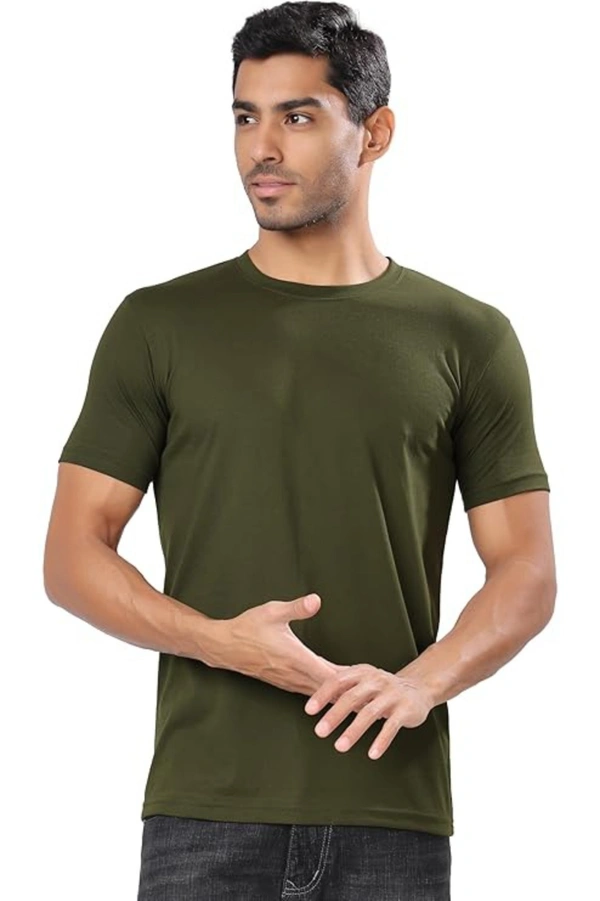 man's super combed cotton regular fit round neck half sleeves tshirt, 100% bio wash - L