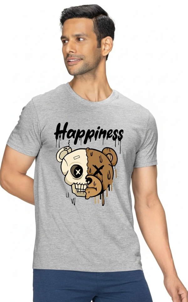 man's super combed cotton regular fit round neck half sleeves tshirt, 100% bio wash  - XL