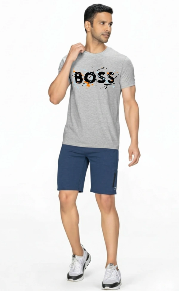 man's super combed cotton regular fit round neck half sleeves tshirt, 100% bio wash - L