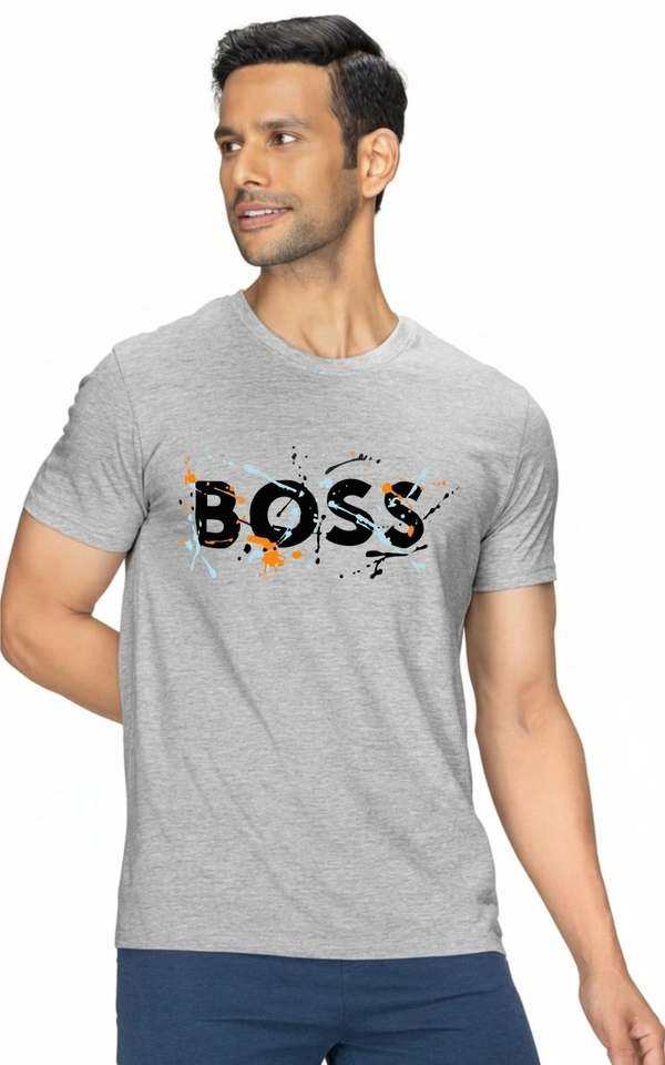 man's super combed cotton regular fit round neck half sleeves tshirt, 100% bio wash - L