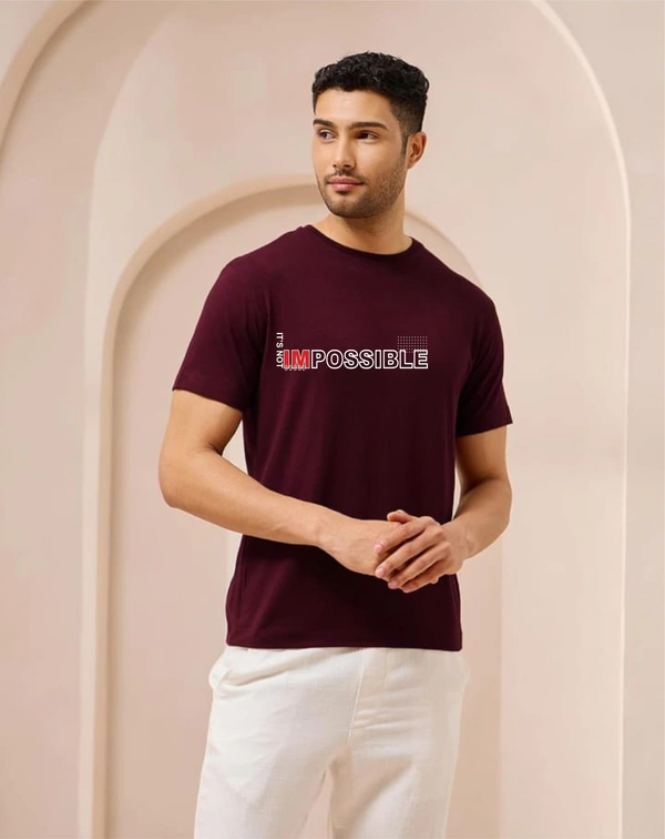 man's super combed cotton regular fit round neck half sleeves tshirt, 100% bio wash - L