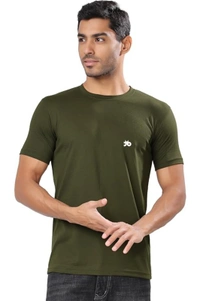 man's super combed cotton regular fit round neck half sleeves tshirt, 100% bio wash - M