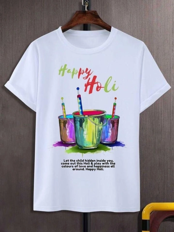 Happy Holi Special T-Shirt In Heavy Fabric for Men and Women (Unisex) - L