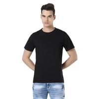 Bio Wash Regular Fit Casual 180 Gsm Premium Cotton Plain Black T-Shirt - S