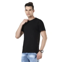 Bio Wash Regular Fit Casual 180 Gsm Premium Cotton Plain Black T-Shirt - S