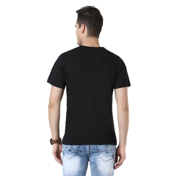 Bio Wash Regular Fit Casual 180 Gsm Premium Cotton Plain Black T-Shirt - S