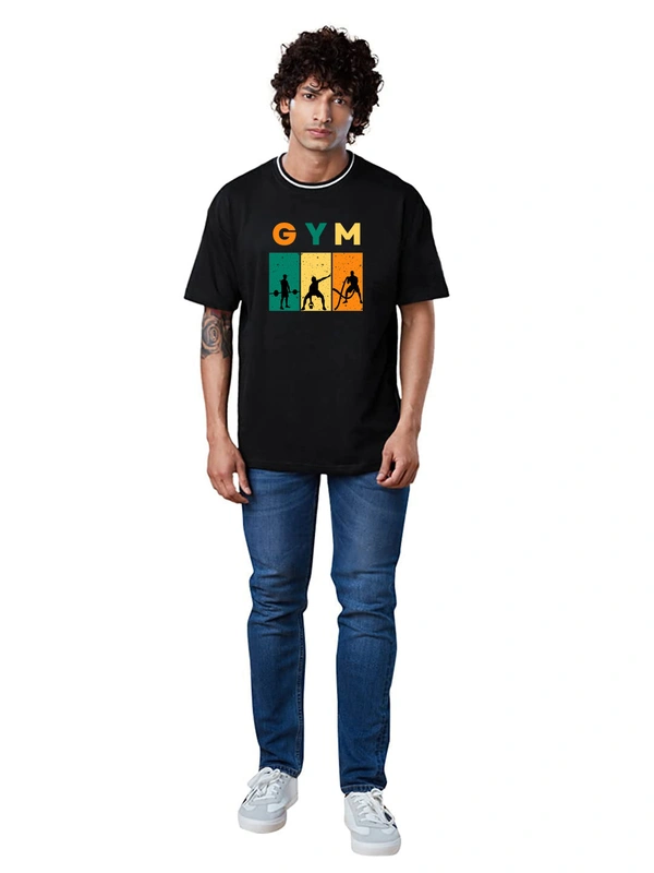 GYM Unique Print Oversized Drop Shoulder Stylish T-Shirt fit GYM Lovers - XL