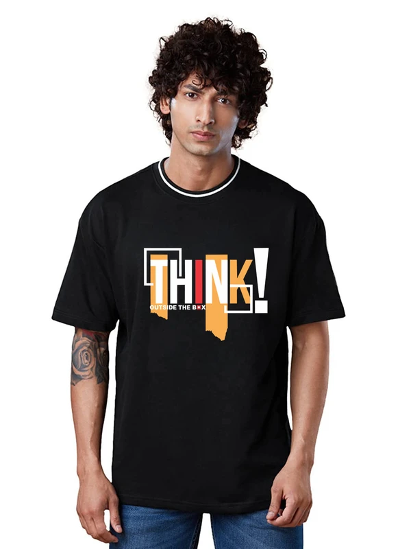 Think Out Side The Box Trending Stylish Oversized Drop Shoulder T-Shirt - S