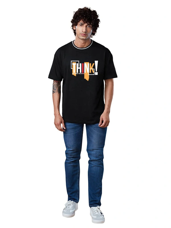 Think Out Side The Box Trending Stylish Oversized Drop Shoulder T-Shirt - L