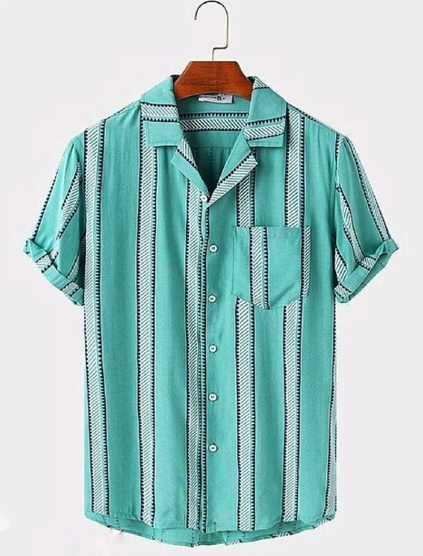 Green Striped Shirt - Medium