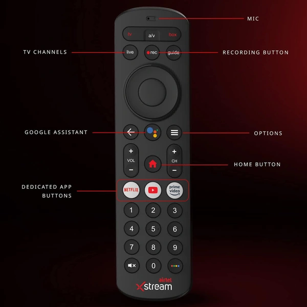 Airtel Xstream Only Box | Android TV Box |1 Month Mega HD Pack | Free Installation | No Dish Antenna | 15+ OTT Apps