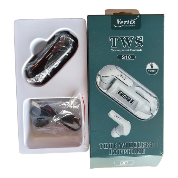 Vertis® Buds S10 Wireless Earbuds 72 hours with case Playtime, Instant Paring, BT 5.0 Bluetooth Headset Type-C Fast Charging (Black, In The Ear) - Black