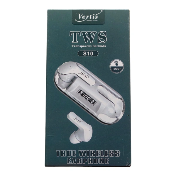 Vertis® Buds S10 Wireless Earbuds 72 hours with case Playtime, Instant Paring, BT 5.0 Bluetooth Headset Type-C Fast Charging (Black, In The Ear) - Black