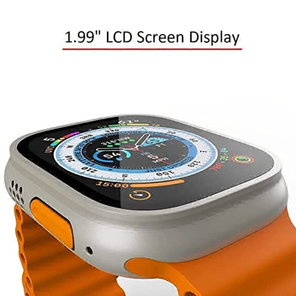 Hiwatch PRO T800 Ultra Biggest Display Smart Watch with Bt Calling Wireless Charge Fitness | Health Tracking, Sports Tracking, Camera & Music Control Smartwatch (Orange) - Orange