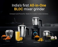 Atomberg MG 1 All-in-One Mixer Grinder with 4 Jars | Chopper Jar Inclusive | 4 Speed Control Powerful BLDC Motor with LED Indicators - Red Wine