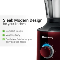 Atomberg MG 1 All-in-One Mixer Grinder with 4 Jars | Chopper Jar Inclusive | 4 Speed Control Powerful BLDC Motor with LED Indicators - Red Wine