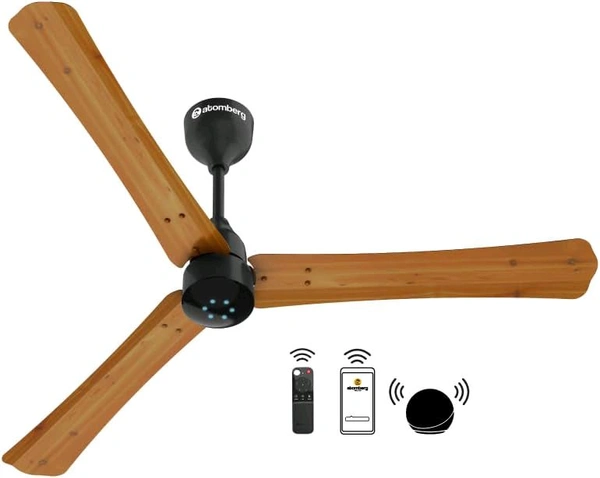 Atomberg atomberg Renesa Smart+ 1200mm BLDC Motor 5 Star Rated Ceiling Fan with IoT and Remote | Smart and Energy Efficient Fan with LED Indicators | Saves Upto 65% Energy | 2+1 Year Warranty (Golden Oakwood - Golden Oakwood, 1200MM
