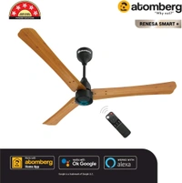 Atomberg atomberg Renesa Smart+ 1200mm BLDC Motor 5 Star Rated Ceiling Fan with IoT and Remote | Smart and Energy Efficient Fan with LED Indicators | Saves Upto 65% Energy | 2+1 Year Warranty (Golden Oakwood - Golden Oakwood, 1200MM