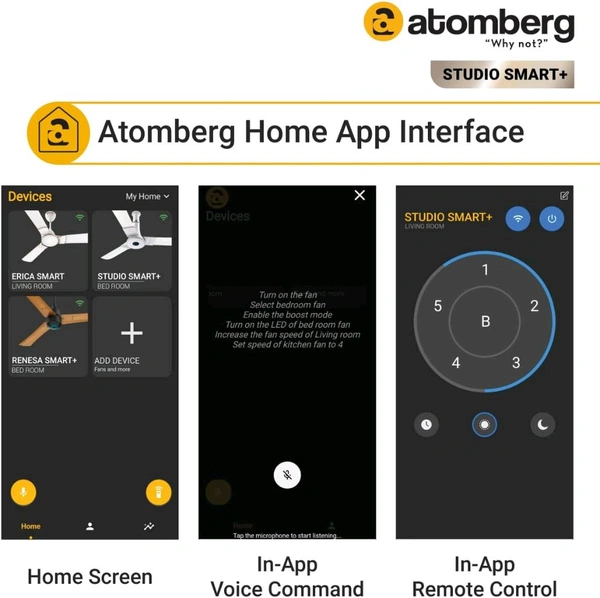 Atomberg atomberg Studio Smart+ 1200mm BLDC Motor 5 Star Rated Ceiling Fan with IoT and Remote | Smart Fan with LED Indicators | High Air Delivery | Saves Upto 65% Energy | 2+1 Year Warranty (Earth Brown) - Earth Brown