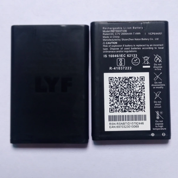 LYF/JIO PHONE BATTERY 3.7V 2000mAh 7.4 Wh Original Battery 1 Year Warranty