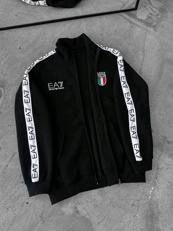 COTTON FLEECE HALF ZIPPER For Men Stylish  - Black, L