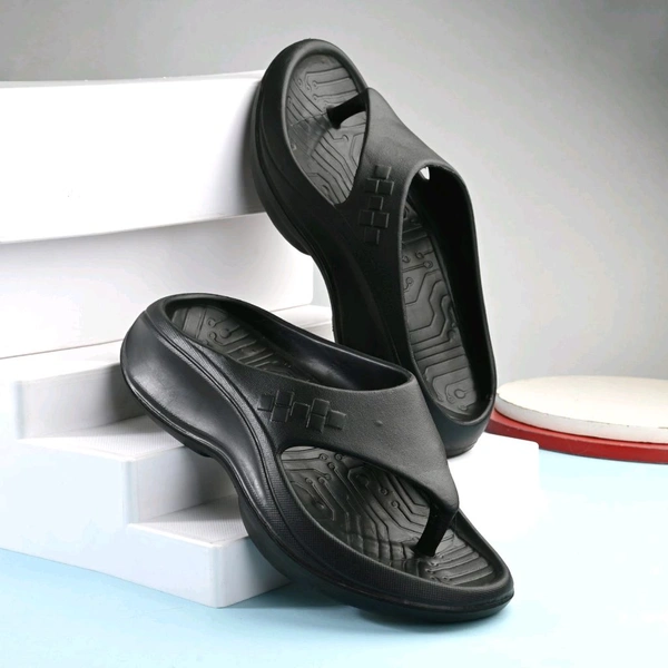 Mens V shape Eva Soft Quality Slippers - Black, 7
