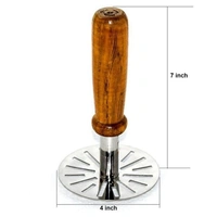 STAINLESS STEEL POTATO MASHER, PAV BHAJI MASHER WITH WOODEN HANDLE