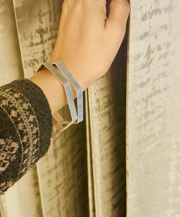 Jewels You Desire Hexagonal Silver Bangle  - 2.6