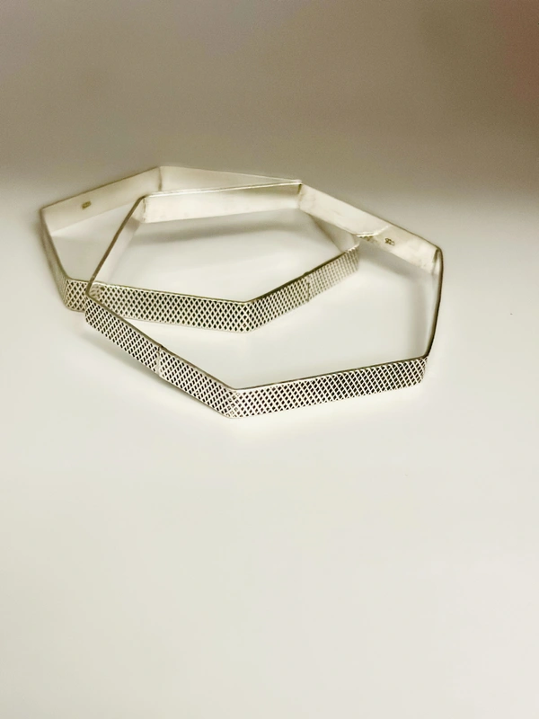 Jewels You Desire Hexagonal Silver Bangle  - 2.6