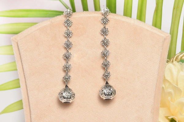 Amethyst jali work 925 silver earrings