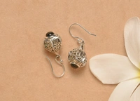 Black onyx carving 925 silver earrings