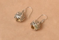 Citrine carving 925 silver earrings