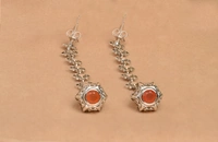Cornelian jali work 925 silver earrings