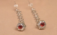 Garnet jali work 925 silver earrings