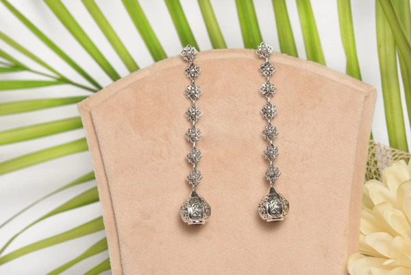 Garnet jali work 925 silver earrings