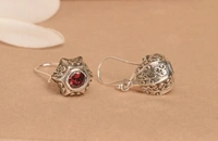 Garnet lazuli carving 925 silver earrings