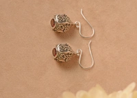 Garnet lazuli carving 925 silver earrings