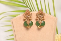 Gold plated 925 silver green aventurine earrings