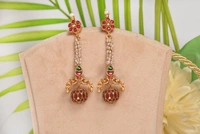 Gold plated 925 silver Kundan ball earrings